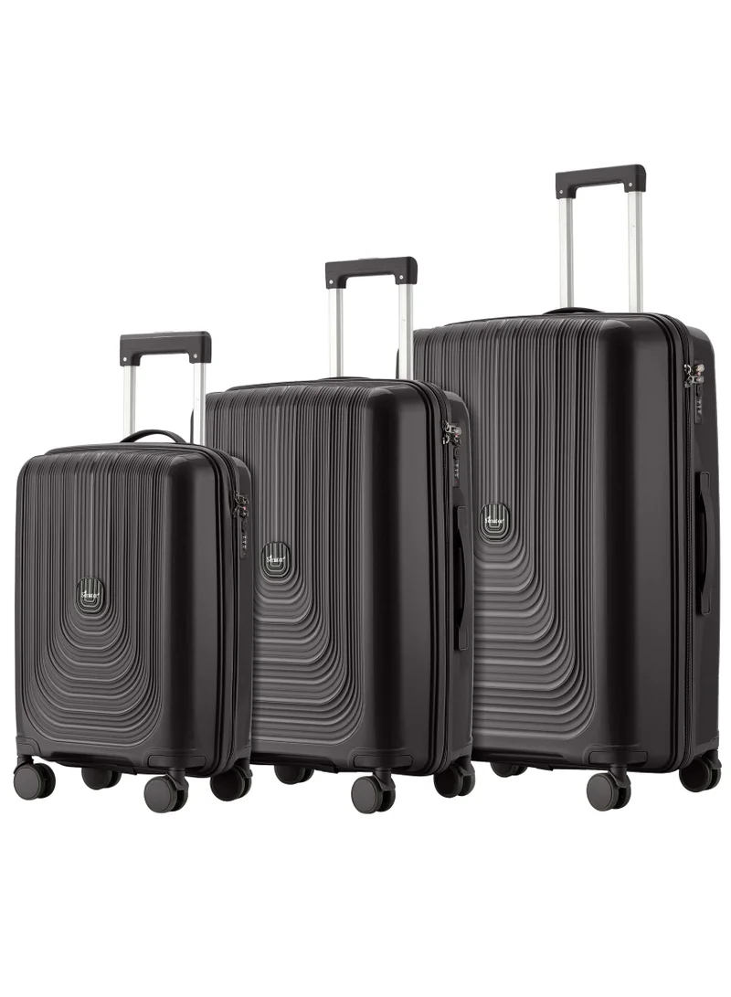 سيناتور حقيبة سفر بعجلات للجنسين من بي بي، خفيفة الوزن، صلبة، دوارة بزاوية  درجة، بعجلات مزدوجة آمنة بسحاب أسود